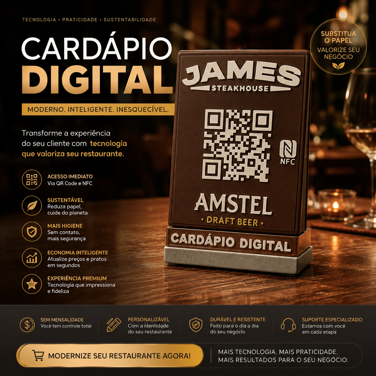 Totem com marca parceira Amstel